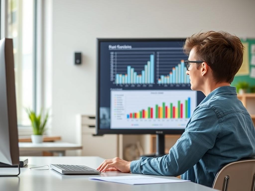 A high resolution image of a teacher analyzing student performance